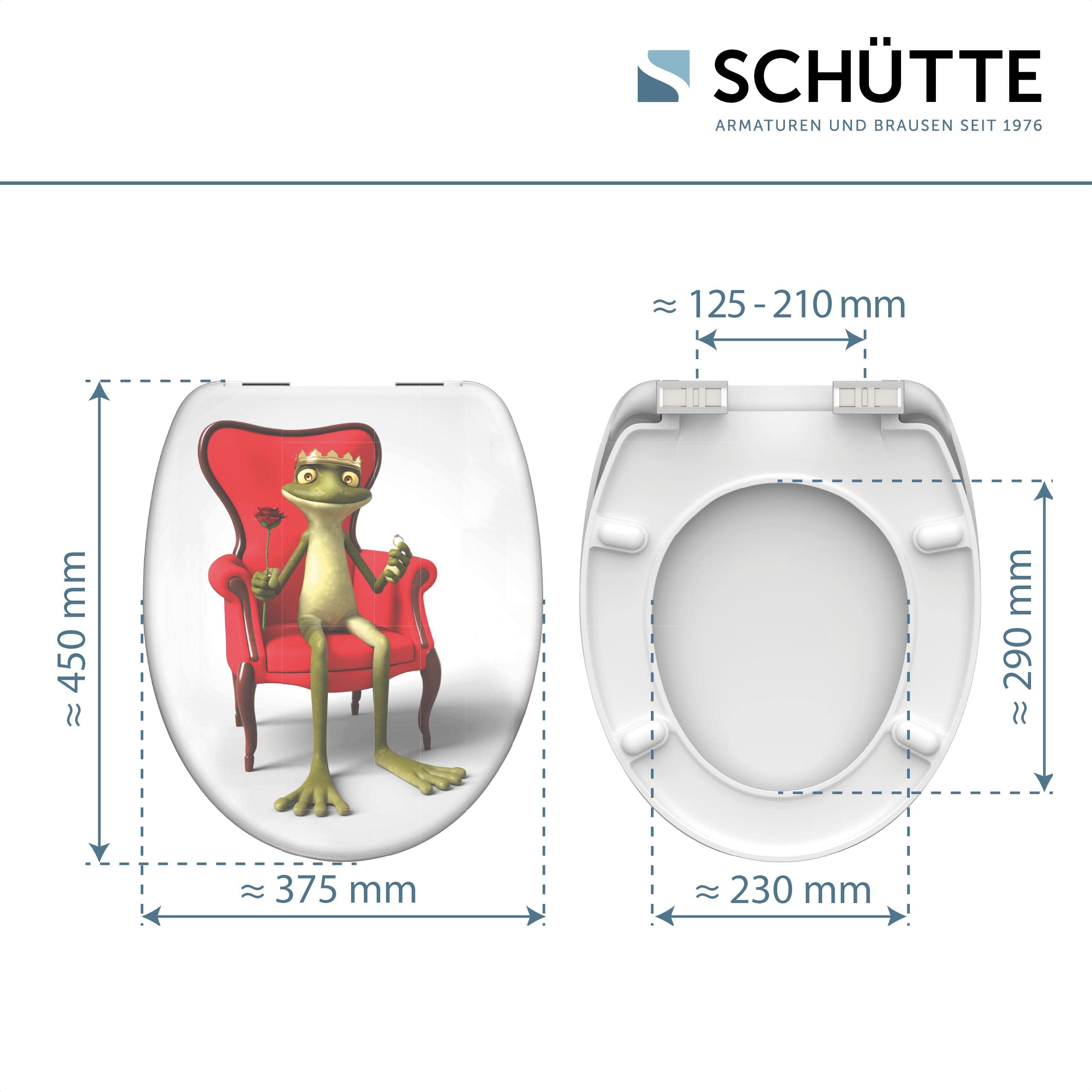 SCHÜTTE 82190 - Sedile WC in Duroplast FROG KING con abbassamento automatico