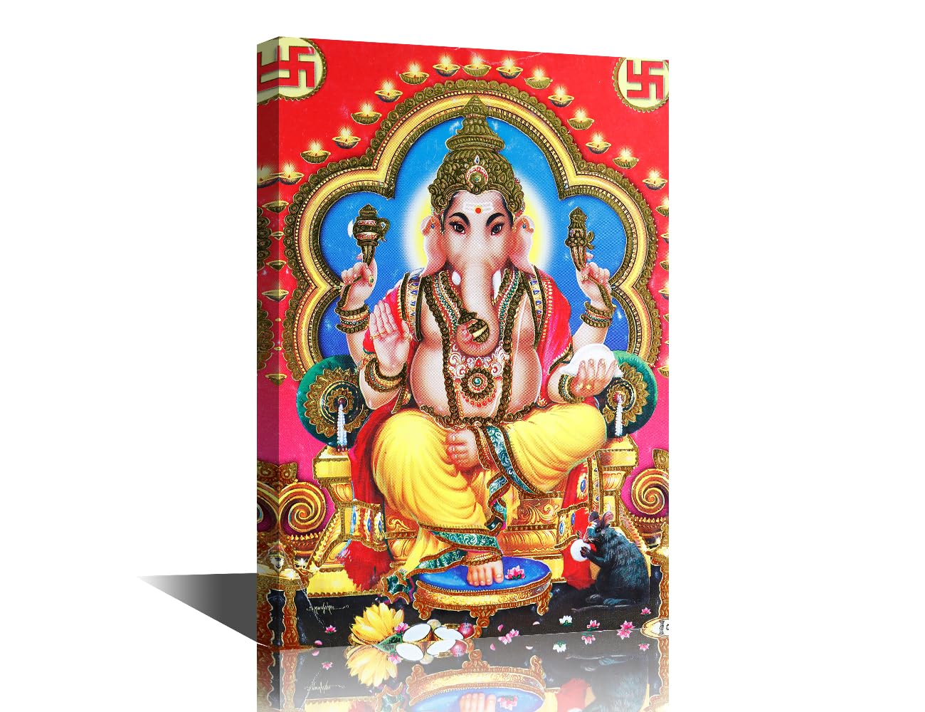 TISHIRON Canvas Wall Art Ganesha or Ganapati Decorations Religious Festivity Wall Decor Modern Artwork Home Decor for Living Room Giclee Wooden Framed Gallery-wrapped Stretched Ready to Hang 36x24 in — image 1