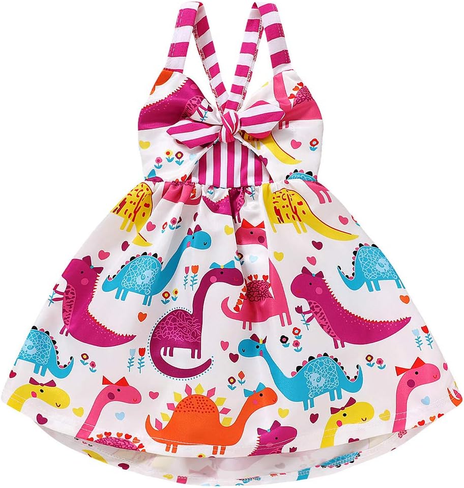Toddler Baby Girls Summer Skirt Ice Cream Print Sleeveless Strap Backless Dress