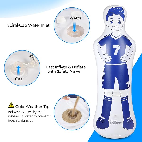 EFUTURETIME Maniquí Inflable de Fútbol de PVC, Muñeco aéreo de Portero Fácil de Plegar y Guardar, Saco de Boxeo Inflable para Entrenar en Fútbol, Baloncesto y Boxeo - 3