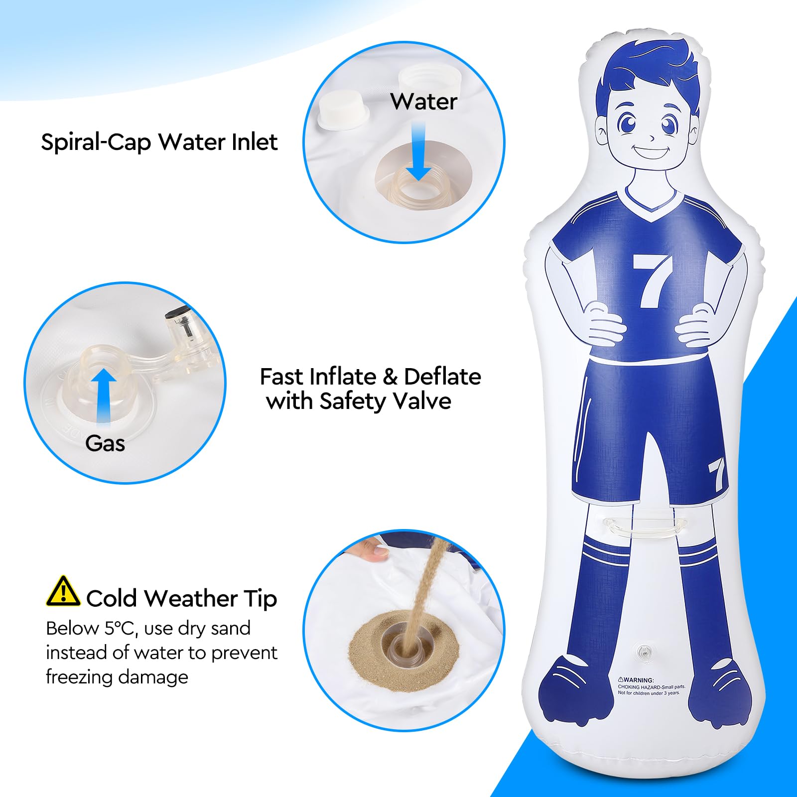 EFUTURETIME Maniquí Inflable de Fútbol de PVC, Muñeco aéreo de Portero Fácil de Plegar y Guardar, Saco de Boxeo Inflable para Entrenar en Fútbol, Baloncesto y Boxeo