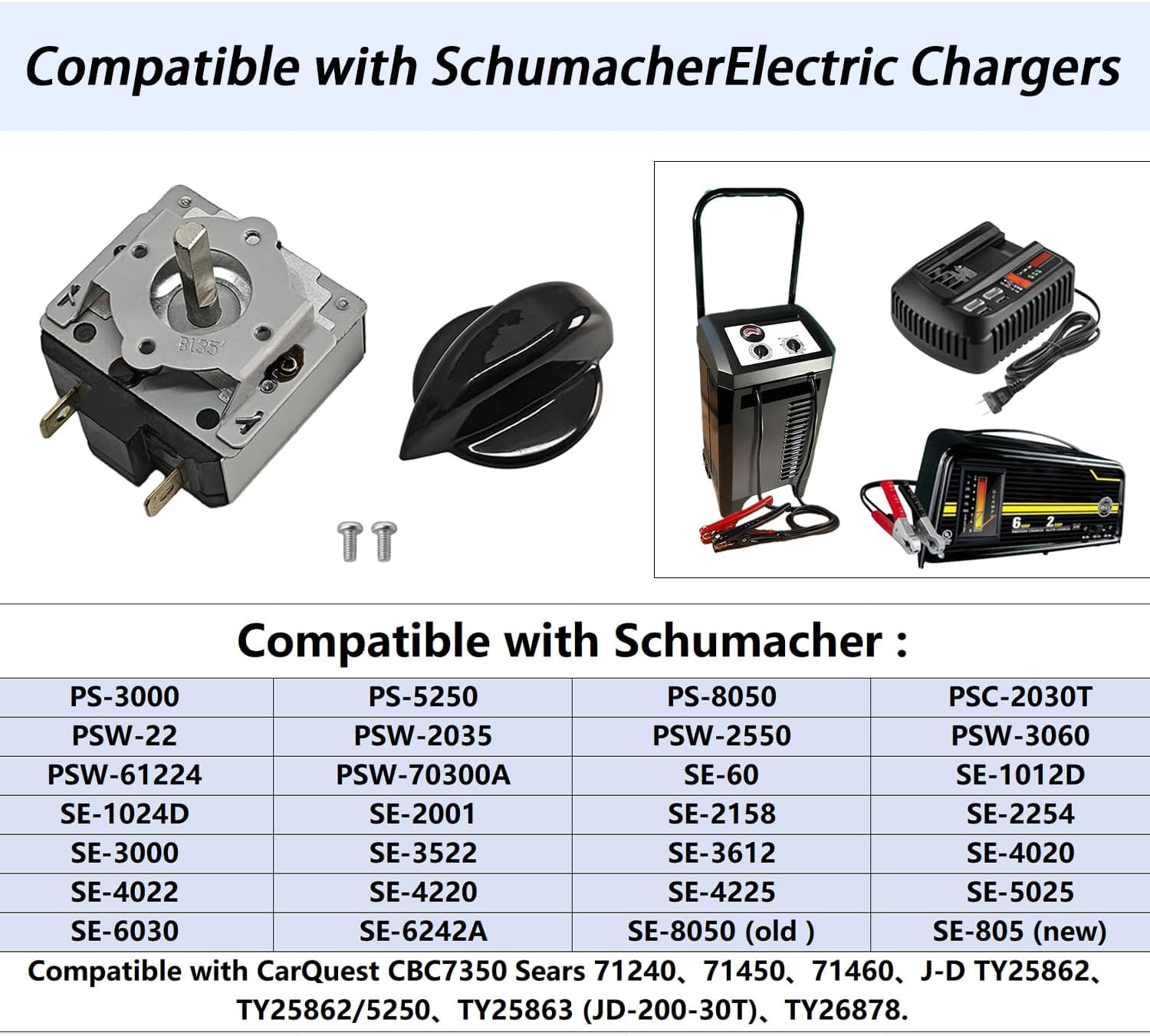0099000094 Charger Timer kit (135 Minutes, Including knob and mounting Screws) Compatible with Schumacher Battery Charger Components Compatible with PS-3000 PS-5250 PS-8050 PSC-2030T PSW-22