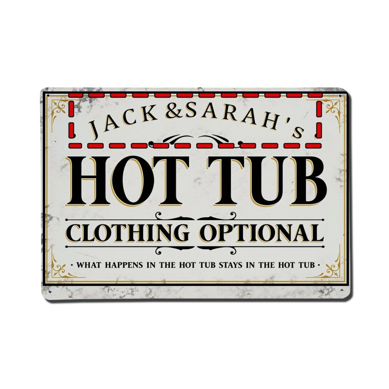 Jack And Sarah's Hot Tub Sign Tin Sign Vintage Metal Poster, Home Bar Garage Man Cave Cafe Indoor & Outdoor Wall Decoration 8x12Inches