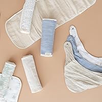Vista 4 de Crane Baby Paños de muselina para bebé, paño ligero y absorbente para eructos, medusas de vida marina, juego de 3, 7" x 20", esenciales para bebé