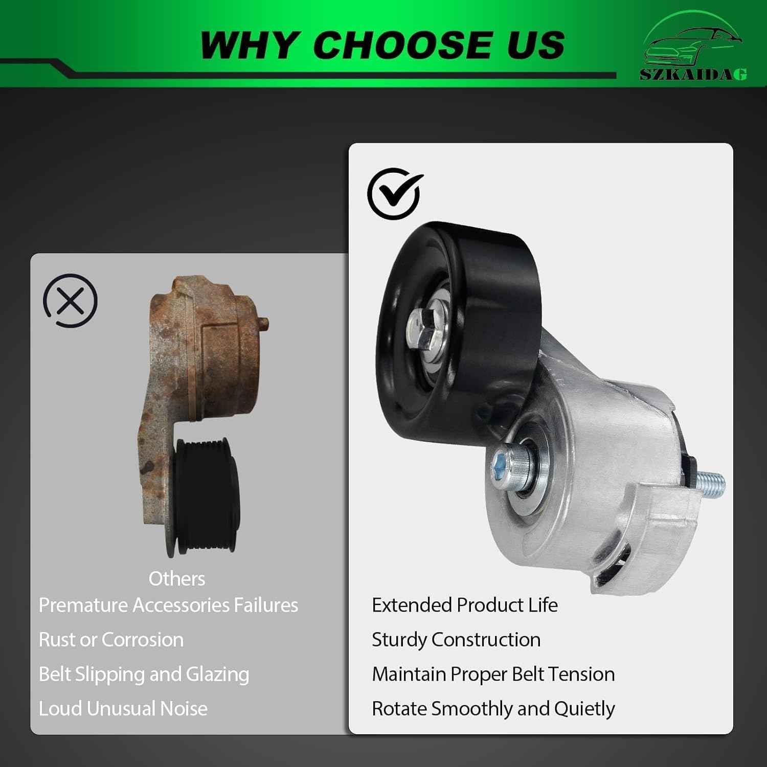 Belt Tensioner Assembly with Pulley for:-Ford Ranger 1992-1996 Windstar 1995-2000 Taurus 1993-2007 for:-Mazda B3000 1994-1996 for:-Mercury Sable 1993-2005 3.0L Belt Tensioner OE#F3DE6B209AB