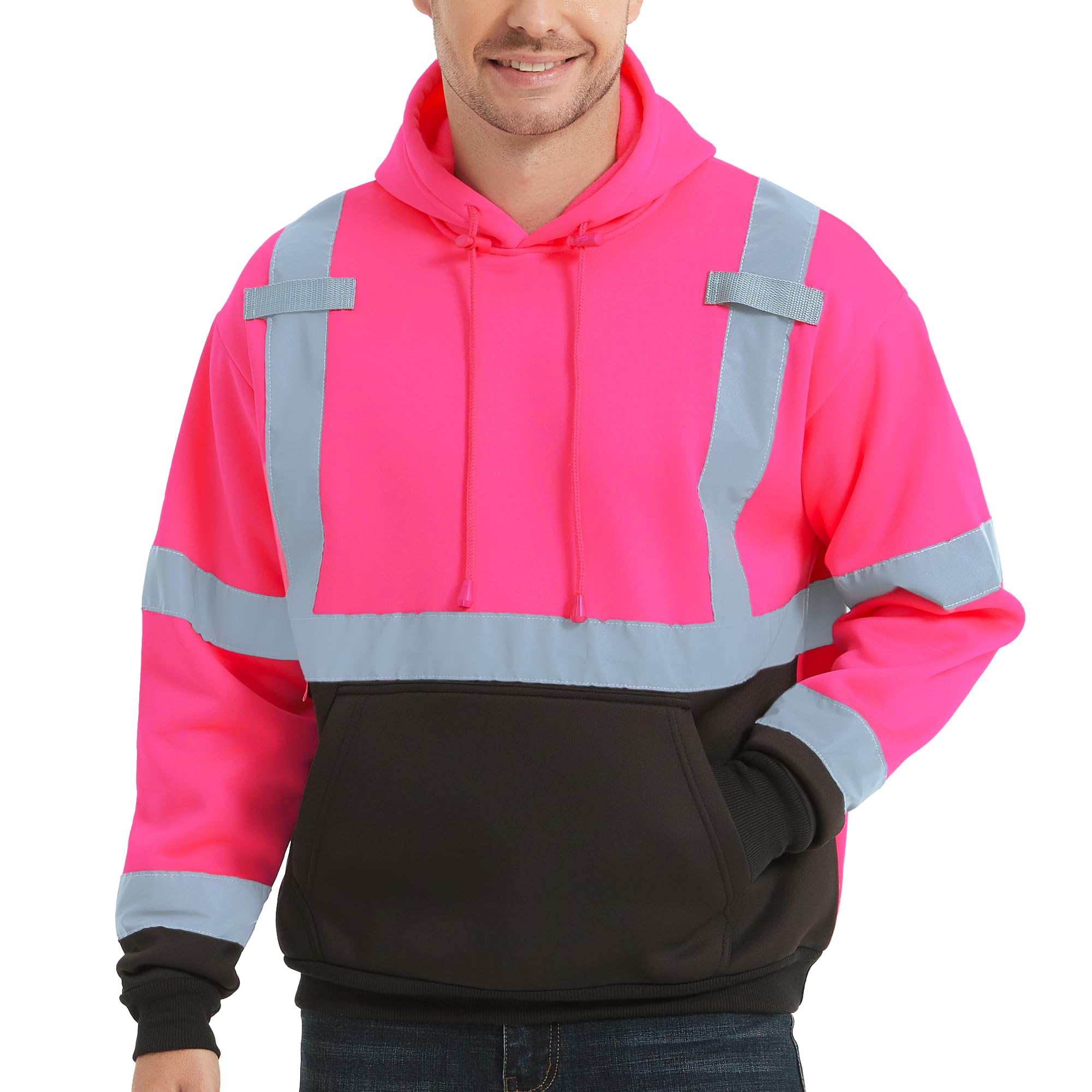 ProtectX Hi Vis Hoodie for Men Women High Visibility Safety Sweatshirt Reflective with Pockets for Construction Work Class 3