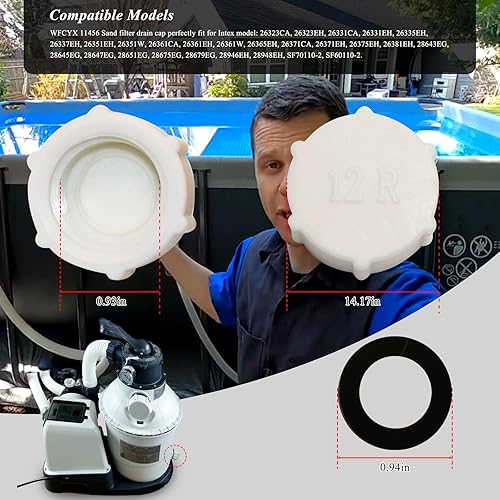 Vista 3 de Drain Valve Cap Compatible with Intex Pools 11456 & 11385 Sand Filter Drain Cap with O-Ring for Above Ground Pool, Drain Plug Cap for Sand Filter