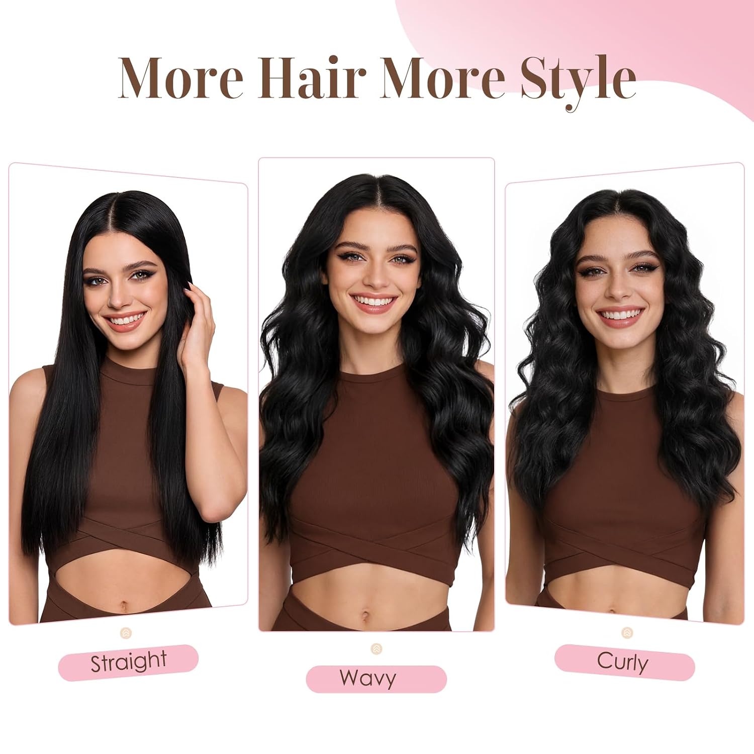 TESS Sew in Hair Extensions Real Human Hair, Straight Weft Hair Extensions 100g Natural Black 20 inch Soft