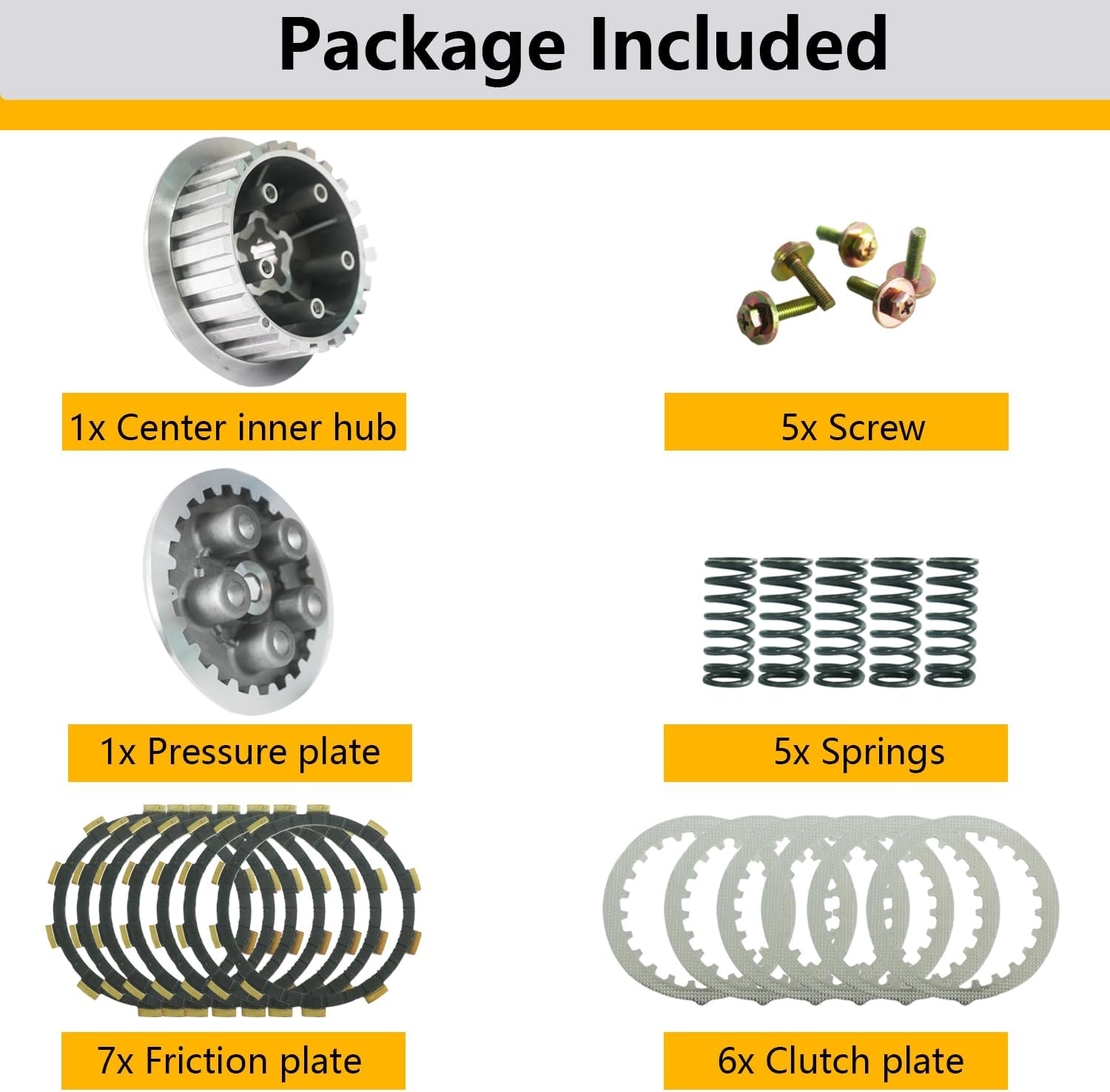 Clutch Center Inner Hub & Outer Pressure Plate & Clutch Kit with Heavy Duty Springs for ATV 1988-2006 Ya-maha Blaster 200 YFS200