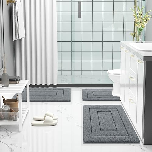 Miniatura 167 de Buganda Alfombras de baño, 24" x 16", Alfombras de baño de microfibra suaves y absorbentes, Alfombra de ducha esponjosa antideslizante, Alfombras de