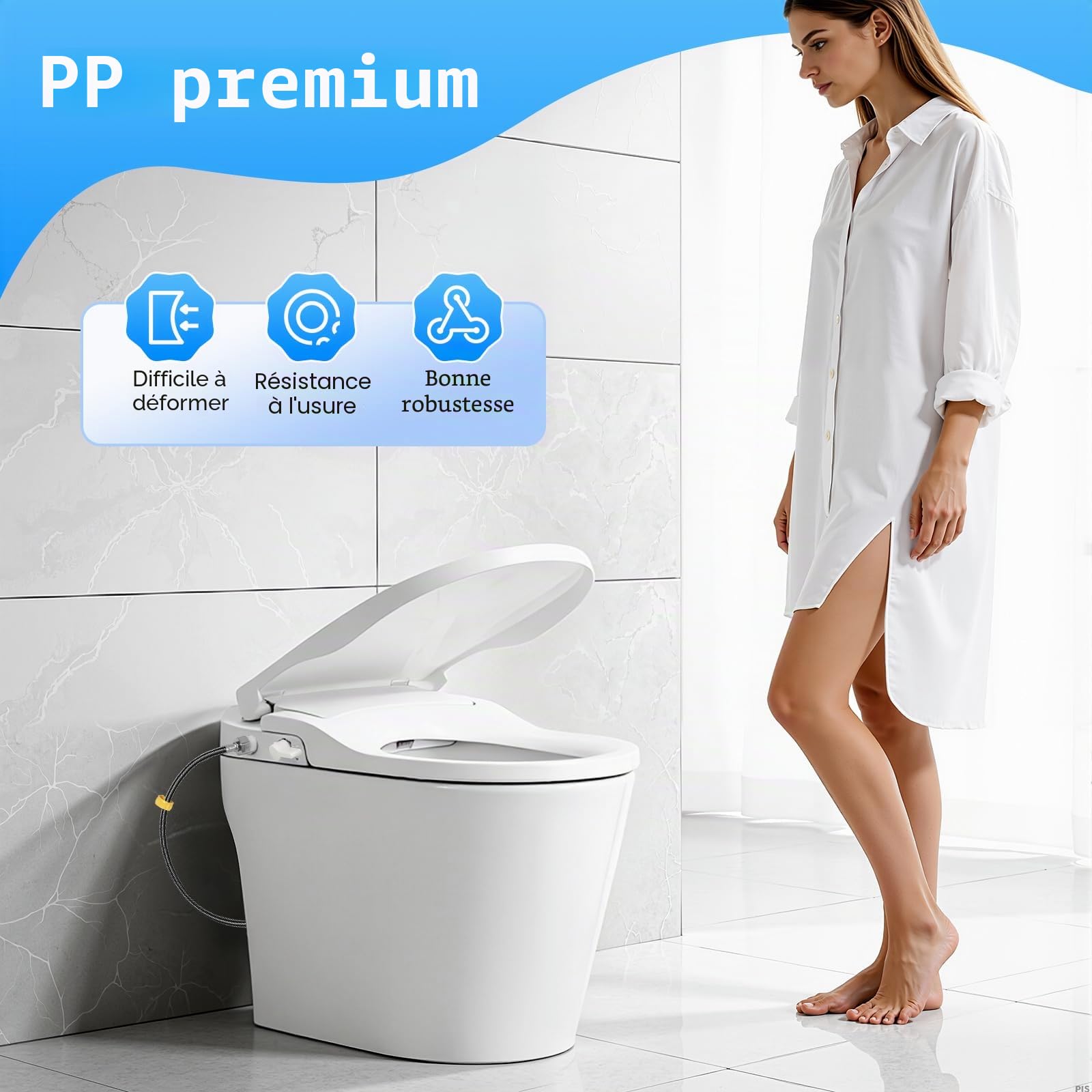 Abattant de WC avec fonction bidet - Siège de Bidet Mécanique Abattant WC Japonais Cuvette Japonaise Bidet Toilette WC- G 1/2",Double Buses
