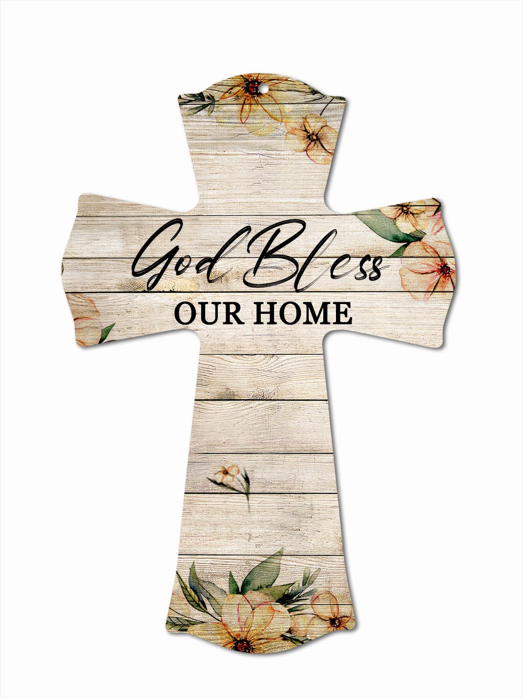 Front Door Wooden Hanging Sign - "May God Bless This Home & All Who Enter" Rustic Farmhouse Decor, 5x10 Inches