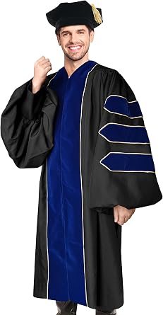 Unisex Deluxe Doctoral Graduation Gown with Tam 8-Sided Package for Doctoral Regalia