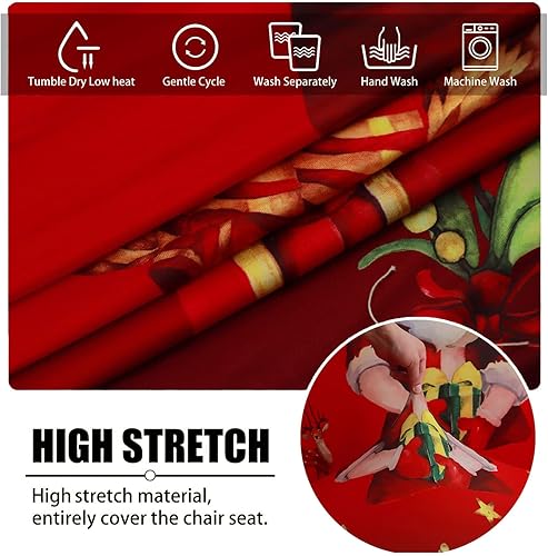 Miniatura 3 de Funda elástica para sillón de 2 piezas, con temática navideña, estampado de Papá Noel, decoración del hogar, extraíble, antideslizante, lavable,