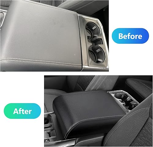 Miniatura 4 de Funda para reposabrazos adecuada para Ford F150 2021 2022 2023, almohadilla protectora de cuero antiarañazos, alfombrilla de caja de reposabrazos de