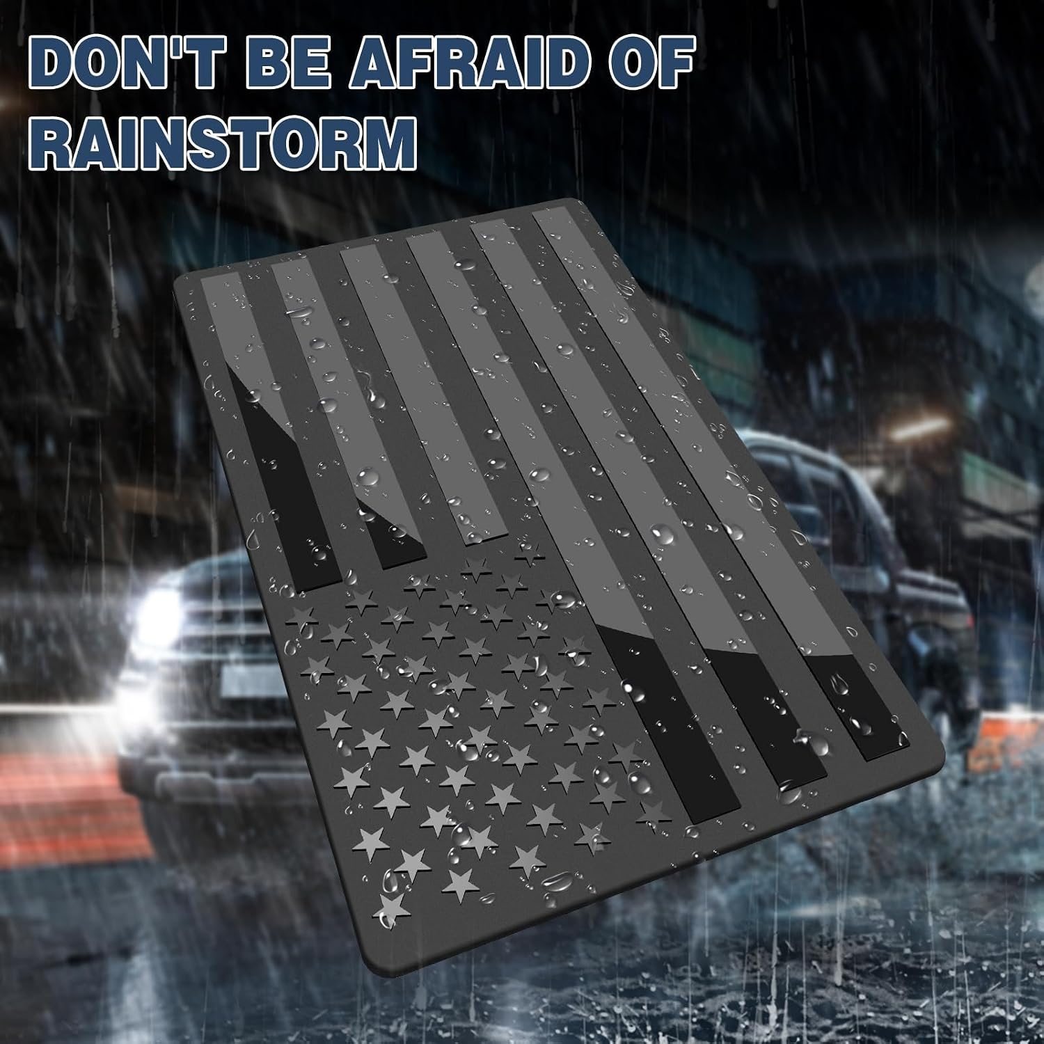 4 Pack Black Flag Emblems with 4x4 Badge, 3D Metal Decals Set for Truck SUV Motorcycle, Blackout Patriotic Car Stickers, Weatherproof Exterior Accessories (Blue Line) image 4