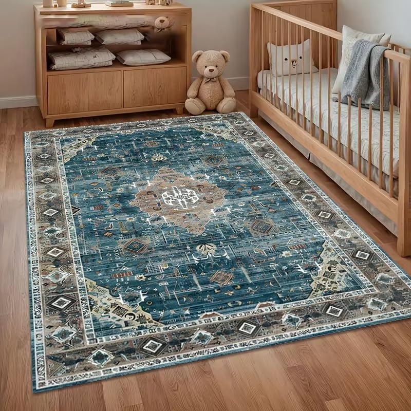 Alfombra lavable de pasillo con base antideslizante y diseño bohemio duradero