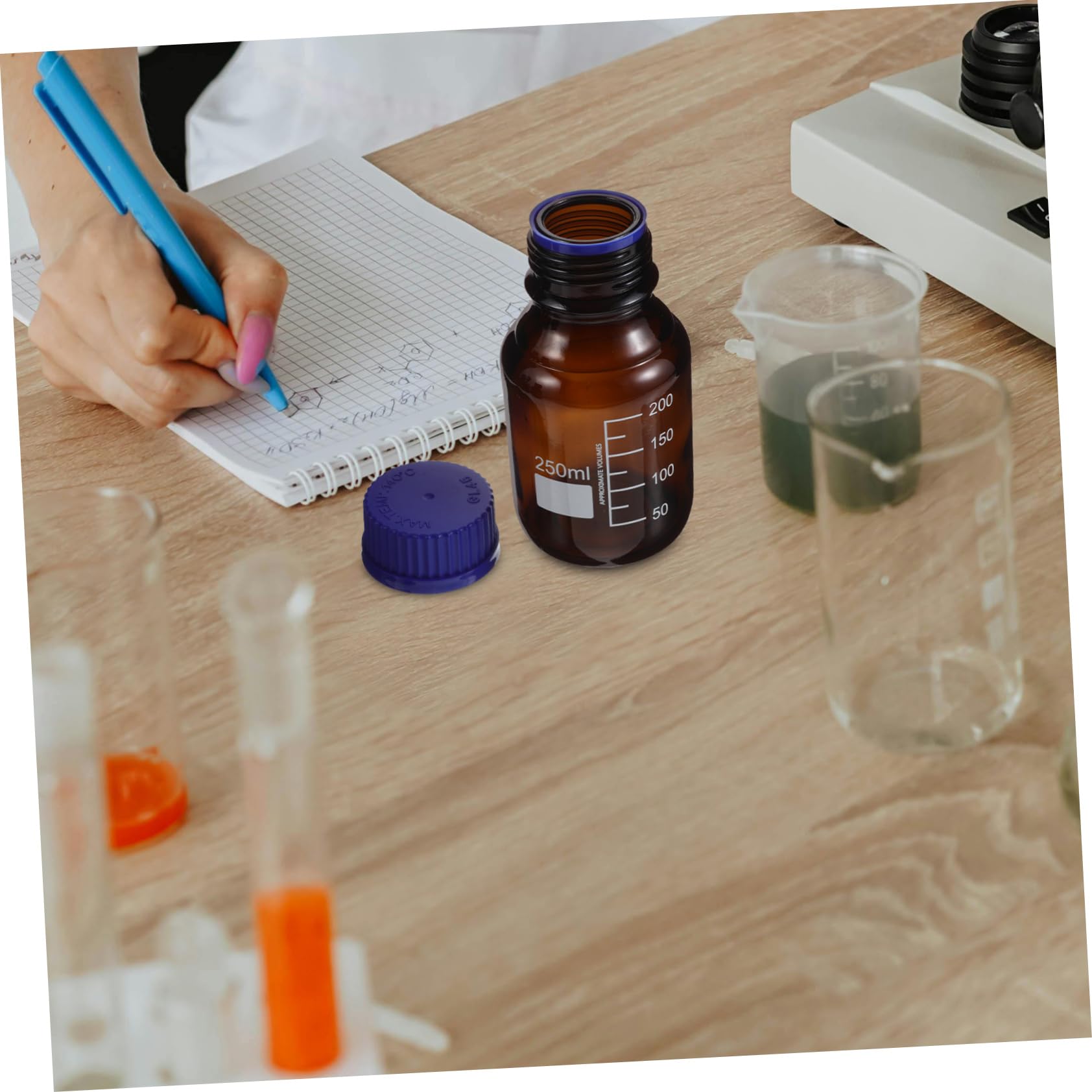 Bottiglia per Reagenti in Vetro Marrone 250ml con Graduazioni, 3 Pezzi | Boccette Vetro per Reagenti, Vetro da Laboratorio con Graduazioni, per Laboratori Chimici