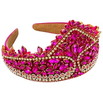 Womens Fashion Headband, Womens Wide Rhinestone Decorative Headband Hair Accessories For Women And Girls Crown rose