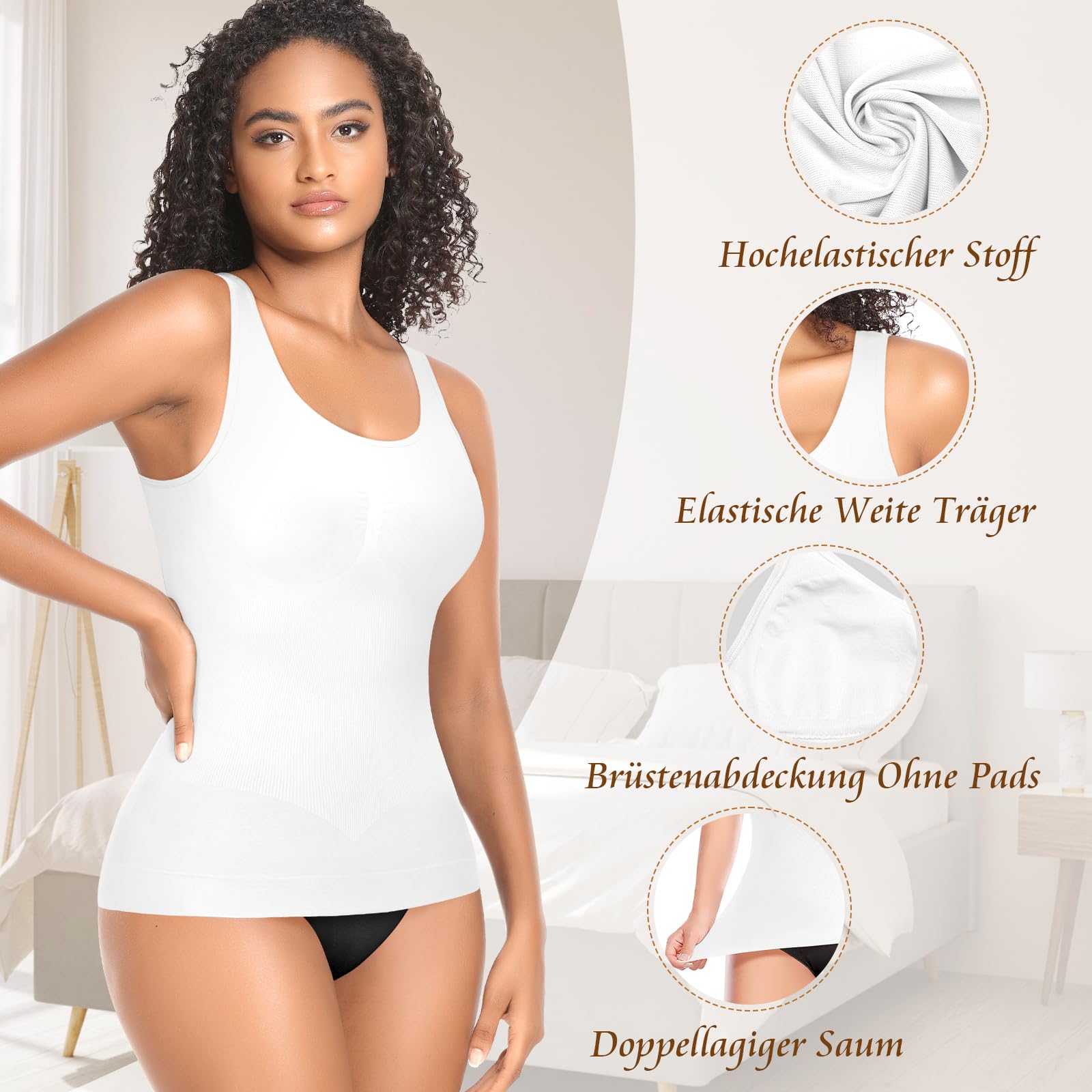 YARRCO Shape Unterhemd Damen Formende Tank Top Bauchweg Shapewear Sport Tanktop Figurformendes Trägertop Body Shaper Hemdchen Nahlos Camisole Shaping Hemd