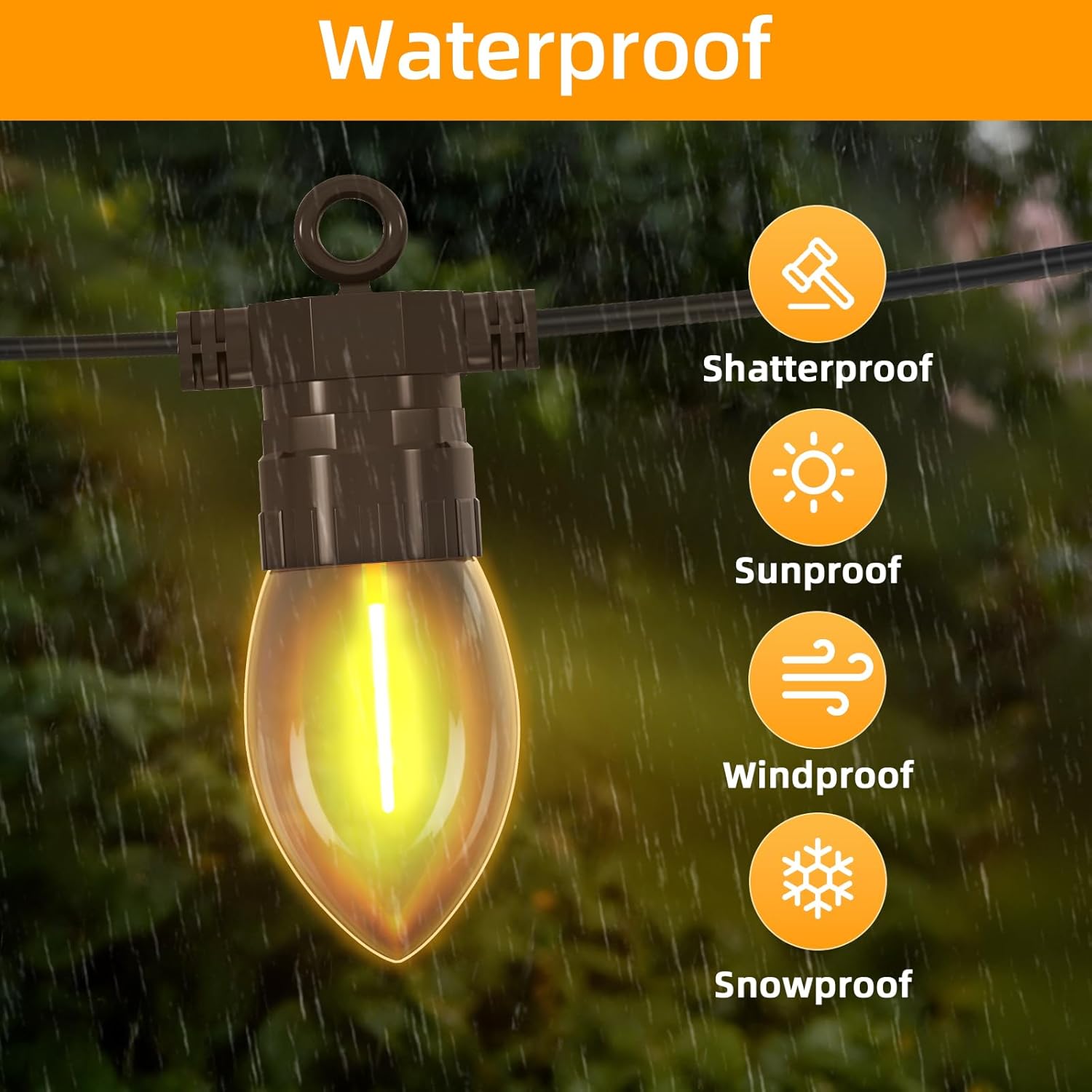 100FT Outdoor String Lights with Remote, 42 Dimmable Shatterproof LED Bulbs, Waterproof Patio & Backyard Lights for Pergola, Deck, Garden, Bistro, Commercial Grade Hanging Lights