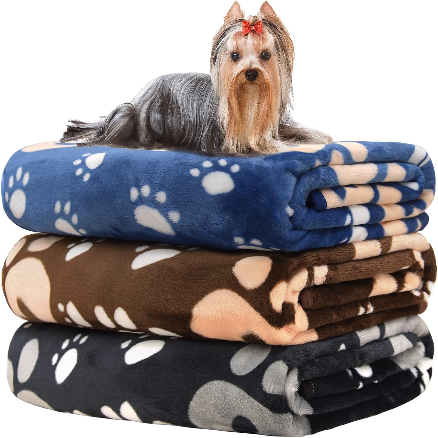 1 Pack 3 Dog Blankets for Small Dogs, Soft Fleece Dog