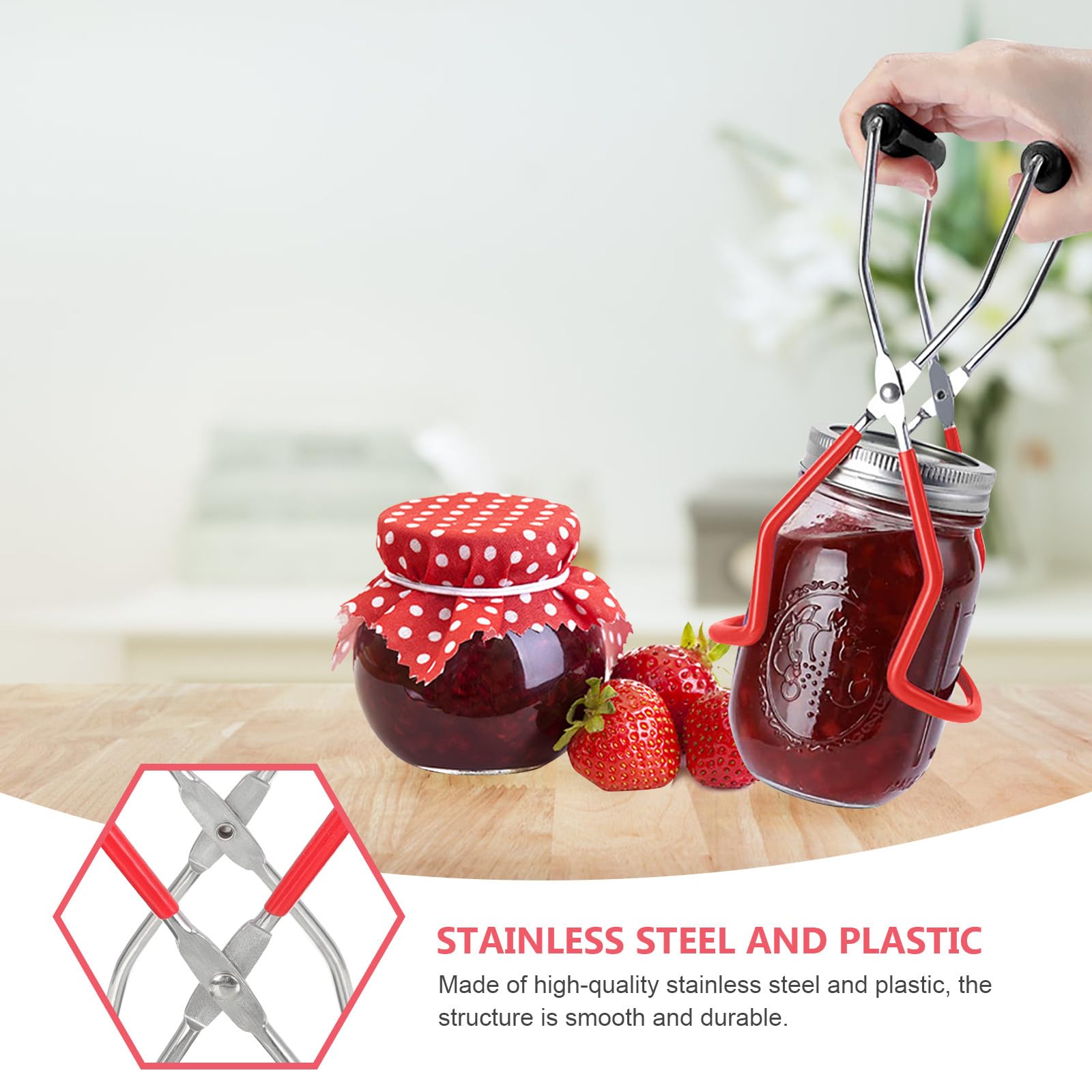 HEMOTON Set Ustensiles Cuisine pour Confiture 7 Pièces en Acier Inoxydable Rouge Accessoires Résistants à l'usure pour Conserver Les Aliments Frais Cuisine
