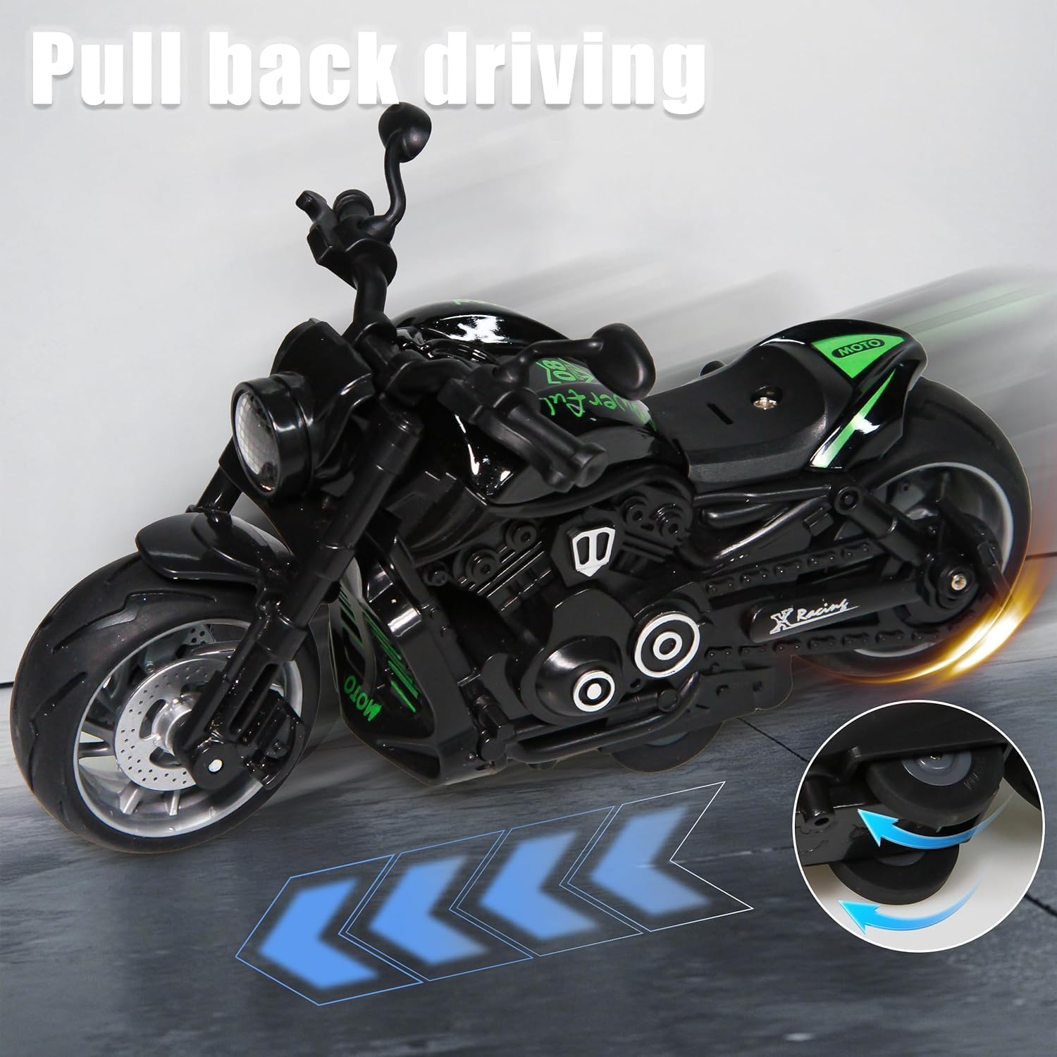 4 Pack Pull Back Motorcycles Die Cast Metal Toy Bikes for Kids 3+