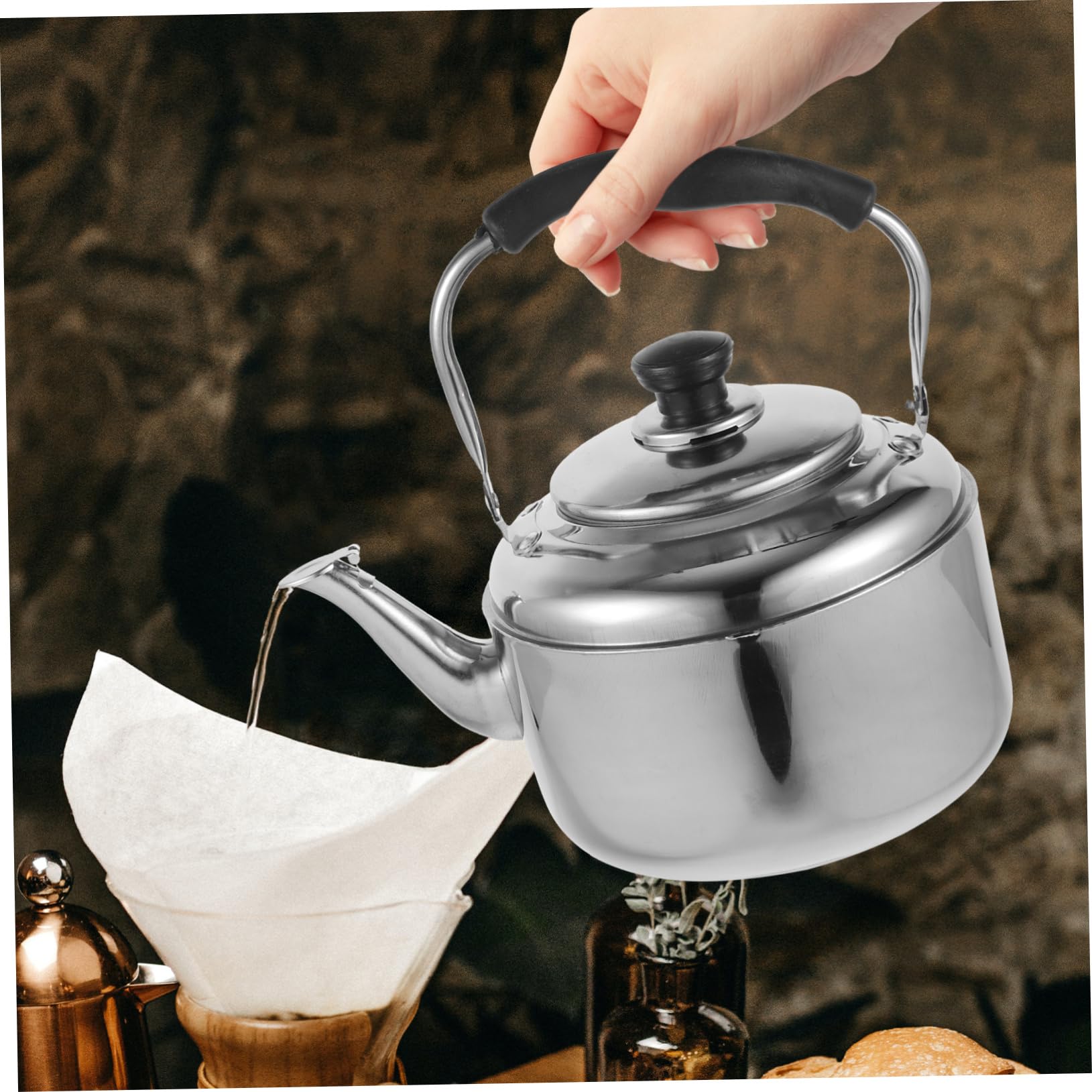 Wasserkocher Gasherd ?tenkessel Edelstahl Pfeifenkessel Gasherd 5L Wasserkessel Pfeifender ? Wasserkessel Induktion Teekessel Teakettle Wasser Topf für Küche Wandern Camping
