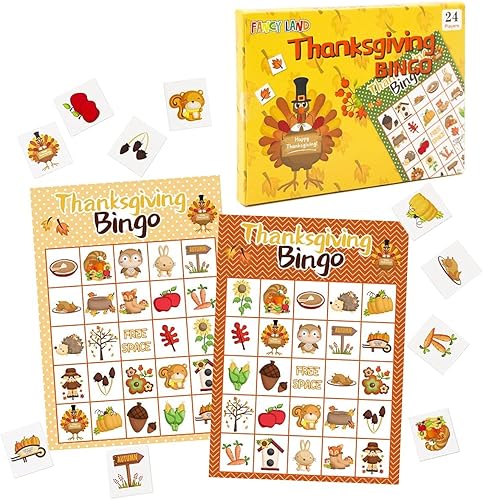 Miniatura 7 de Fancy Land Juego de bingo de Acción de Gracias para niños, 24 jugadores, 8 diseños, multicolor para actividades escolares, fiestas, suministros de