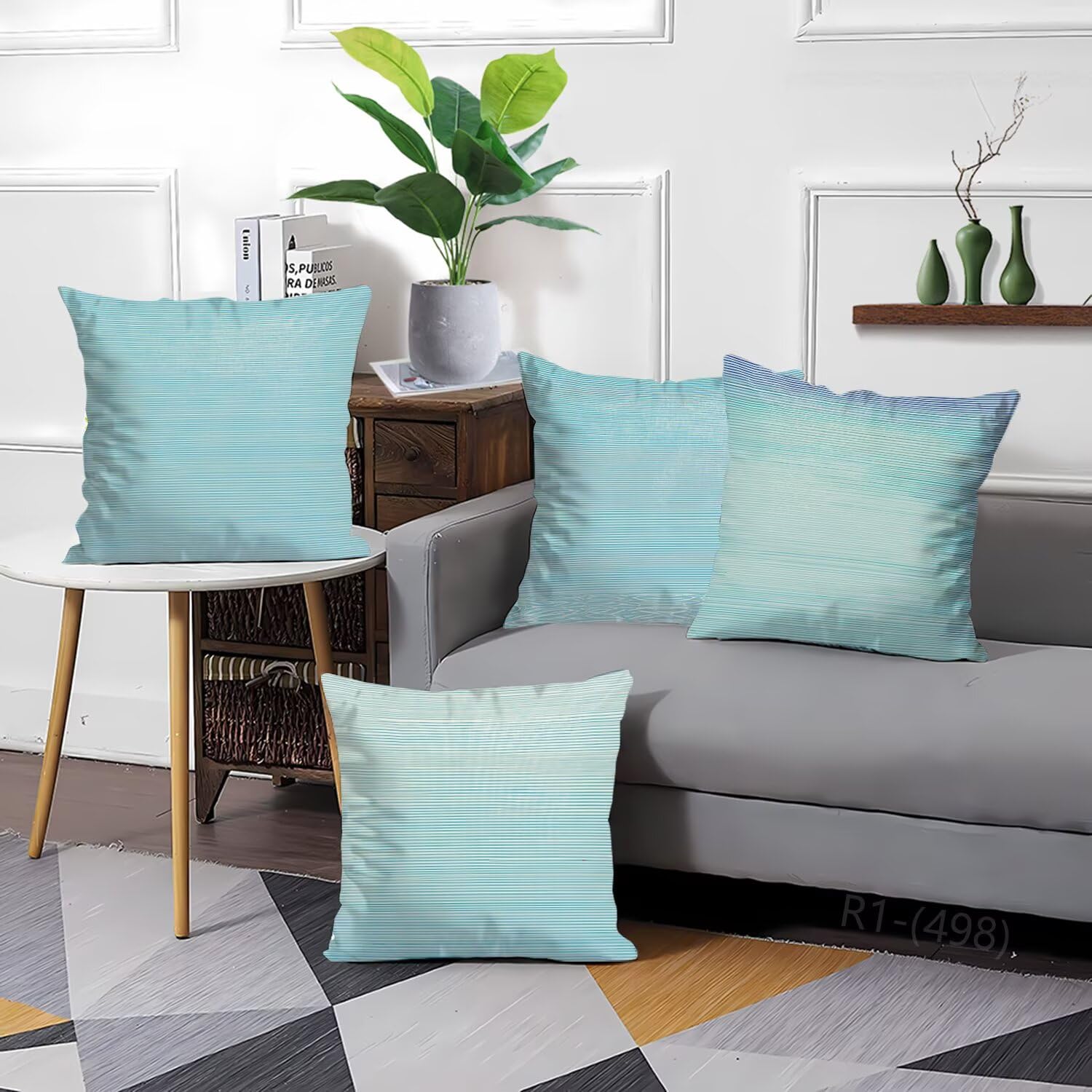 Cuscini Divano Blu Federe Cuscino Divano 55x55 Copricuscini Federe 4 Pack Semplicità Cuscini Decorativi, con Cerniera Invisibile Fodere Cuscino per Giardino Soggiorno Camera Decorazioni Casa H2-498