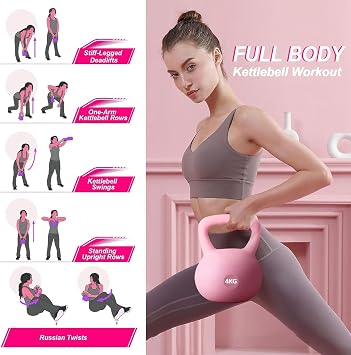 Valkyrie 4kg Soft Kettlebell Yumuşak Tabanlı Metal Kumlu Ses Yapmaz Darbeye Dayanıklı Çift El Ağırlık