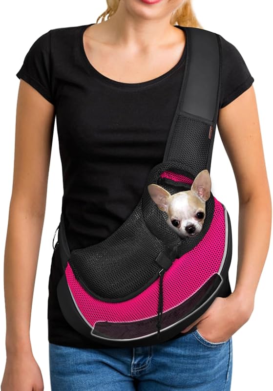 Sling para cães e gatos pequenos YUDODO com alça ajustável e tela respirável — 5 a 9 lb