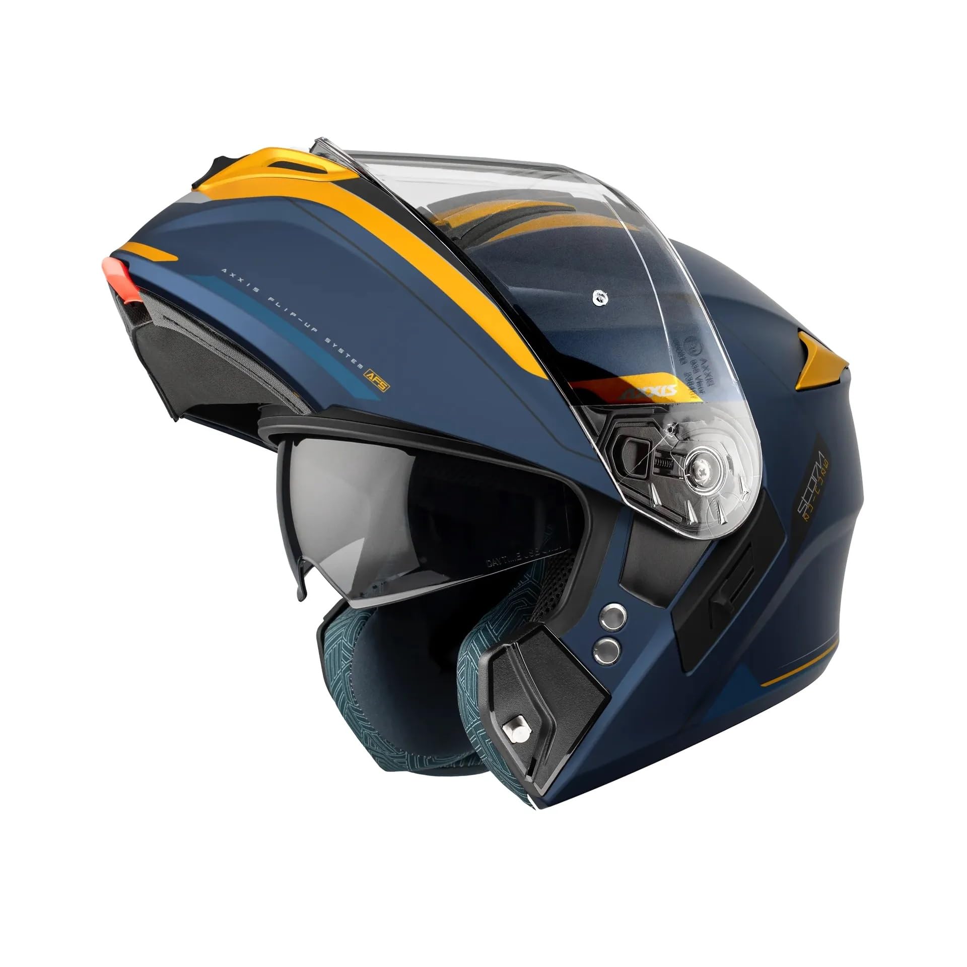 Casco AXXIS Modular FU406BSV Storm S SV Genuine C7, Gafa Solar, Azul, Amarillo Mate T- M