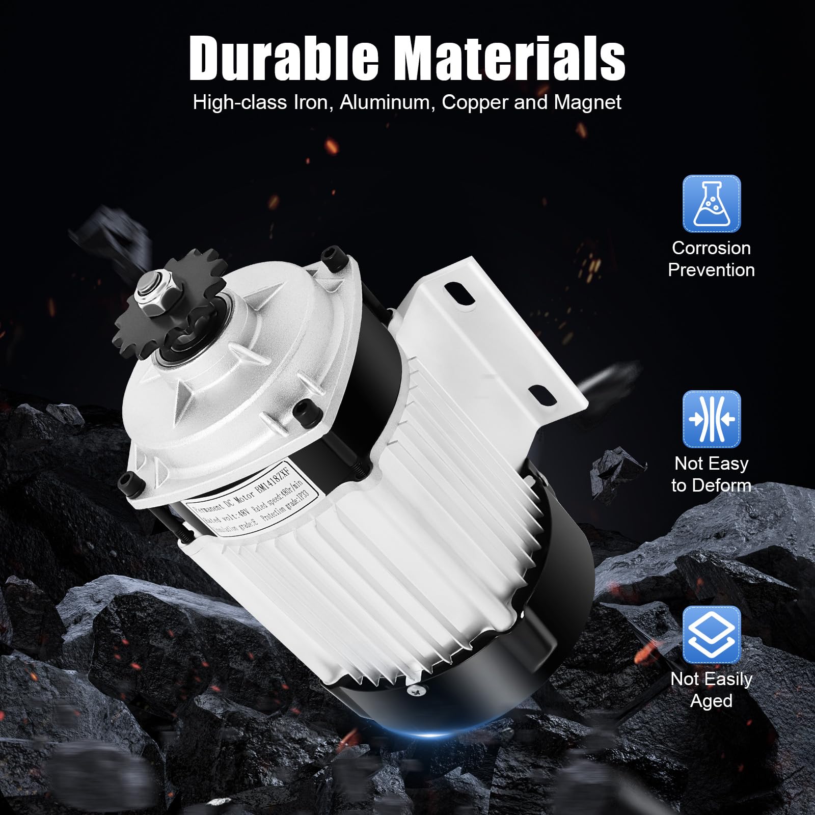 Jiabailie Electric Brushless Motor Kit with LED Display,48V Electric Motor w/Controller,Electric Tricycle Conversion Set,Single Phase Elec-tric Bike Conversion Kits 750W