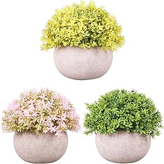 Boic 3 Pcs Fake Plants Indoor With Grey Pot,1...,