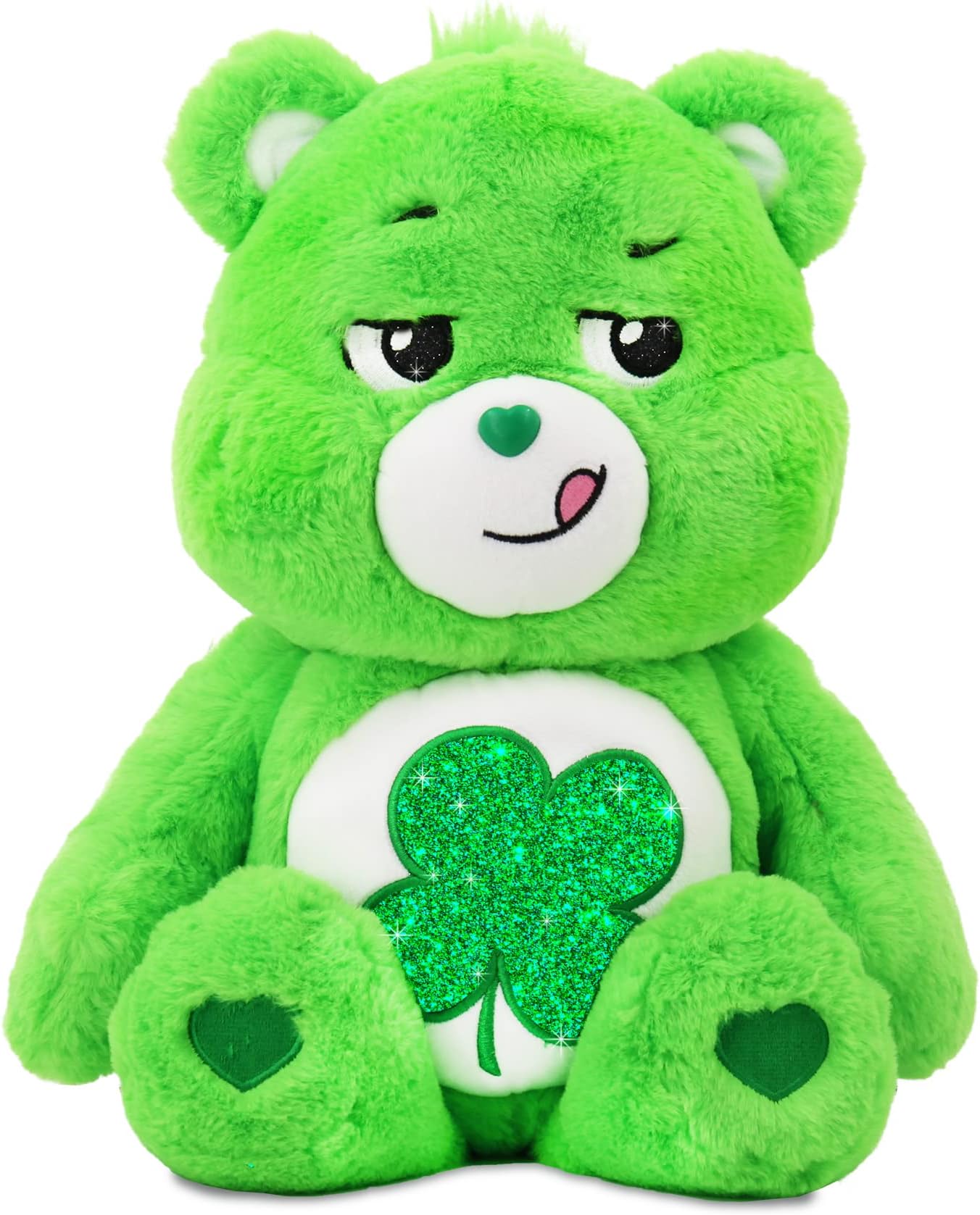 Care Bears 18" Plush - Good Luck Bear with Glitter Belly Badge - Soft Huggable Material!