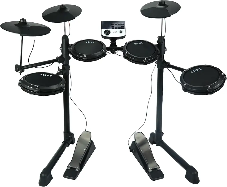 Bateria Eletrônica Digital MXT, 4 Pads de Bateria, 3 Pratos, Módulo de Som, Pedais, Preta