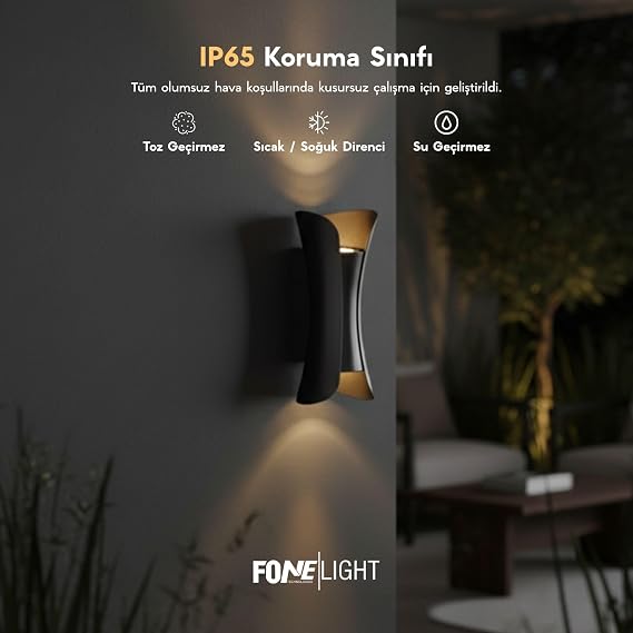 FoneLight Butterfly Modern LED Duvar Apliği 80x100x220 mm IP65 Alüminyum Dış Mekan Bahçe Balkon Teras Villa Cephe Aydınlatması 3000K Antrasit [Enerji Sınıfı A]