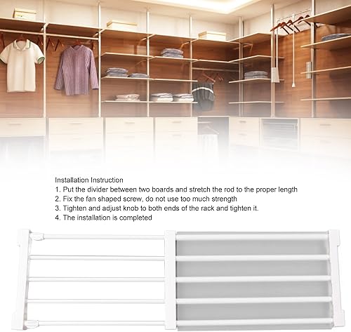 Miniatura 4 de Estante de almacenamiento divisor de gabinete de bricolaje, expandible de 44 libras, con soporte de carga para añadir espacio adicional, estante de