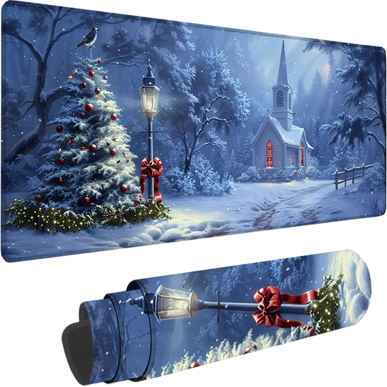 Tappetino Mouse Grigio Tappetino Mouse Grande Inverno Esteso Gaming Mousepad XXL 1500x800x3 mm, Base in Gomma Impermeabile e Antiscivolo Sottomano Scrivania per Gaming, Laptop, Accessori Scrivania 8-H