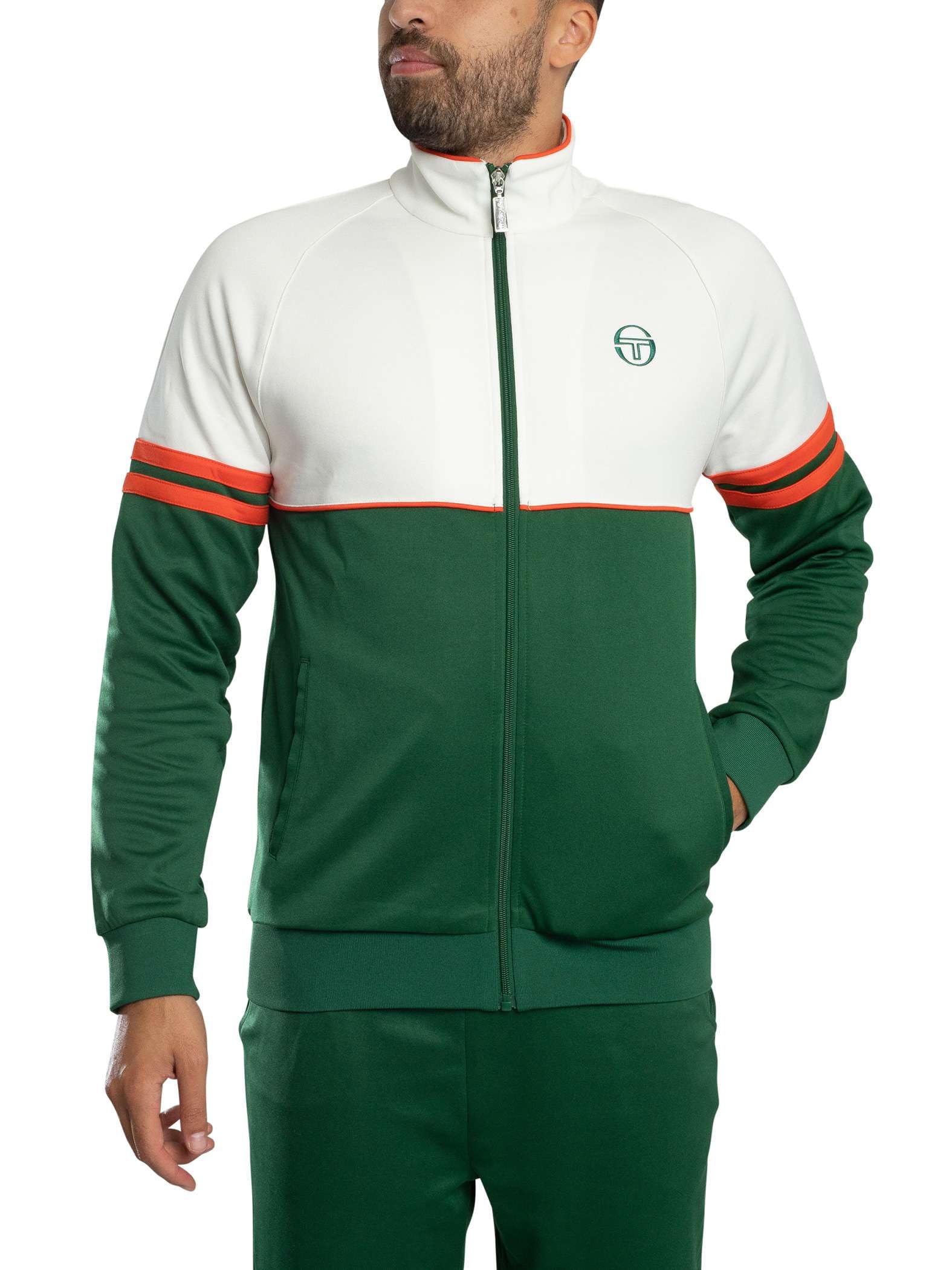 Sergio Tacchini Men's Orion Track Jacket, Gardenia/Eden/Tangerine Tango, S