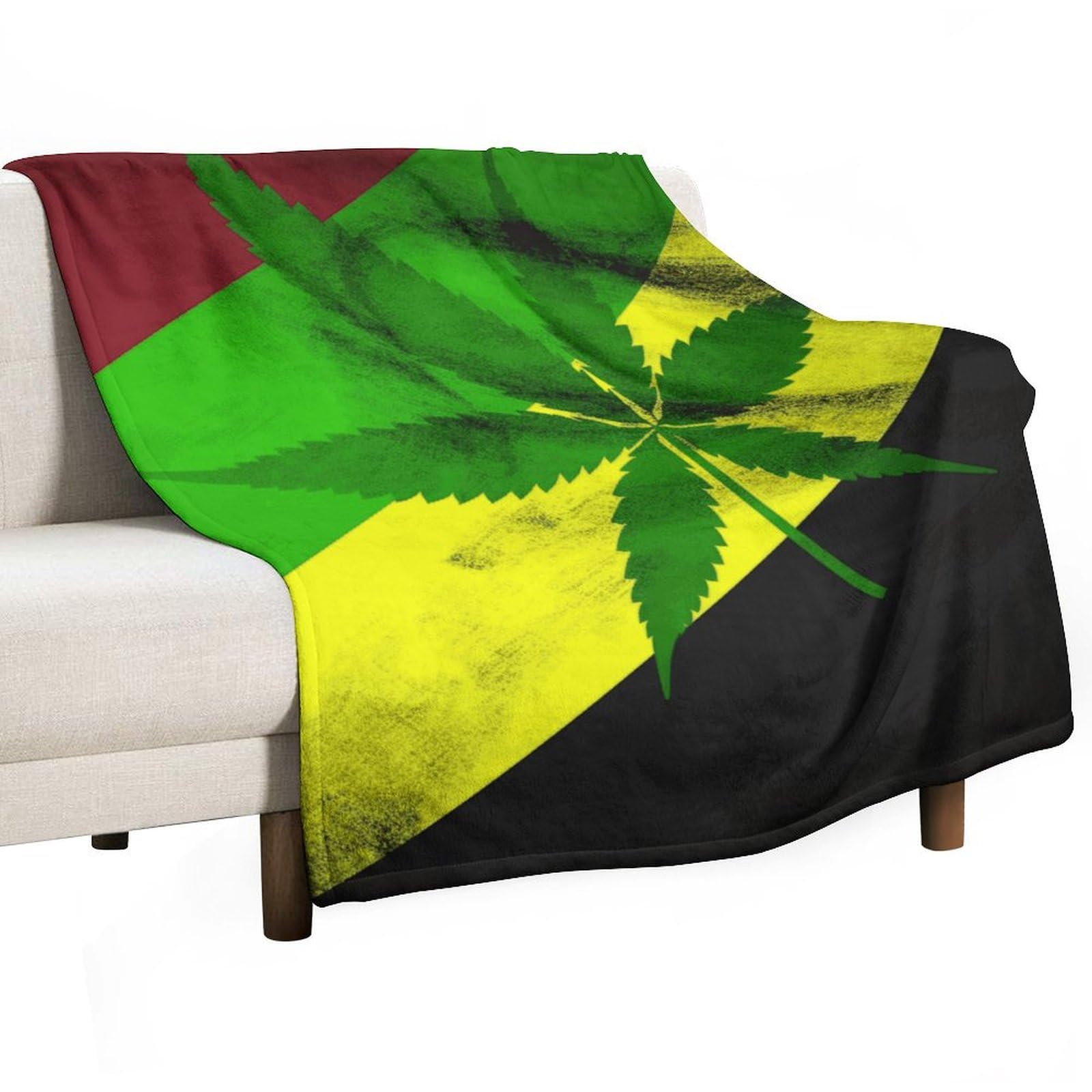 Plaid de camping Jamaïque léger en flanelle douce pour voyage et pique-nique