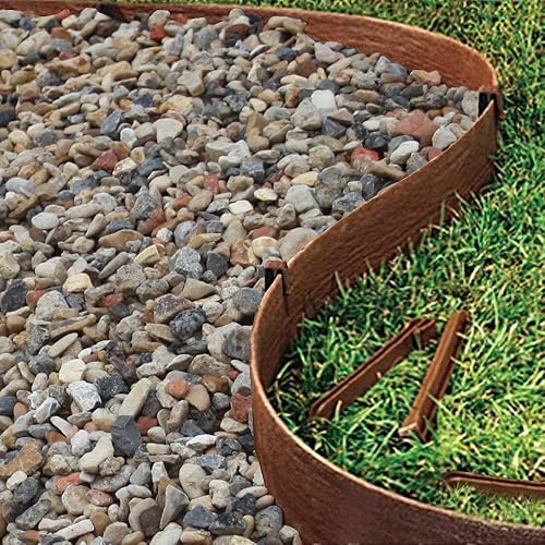 Miniatura 5 de Kit de bobina para bordes de paisaje MTB, tablero de terraza de 4 pulgadas de alto con 24 picos de 10 pulgadas, 80 pies, marrón