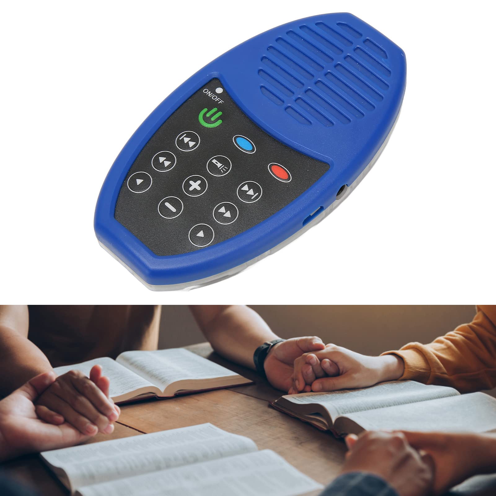 Lettore biblico audio, 4 GB, 350 mAh, ad energia solare, lettore elettronico per anziani, bambini, adulti, ascoltatore biblico (blu)