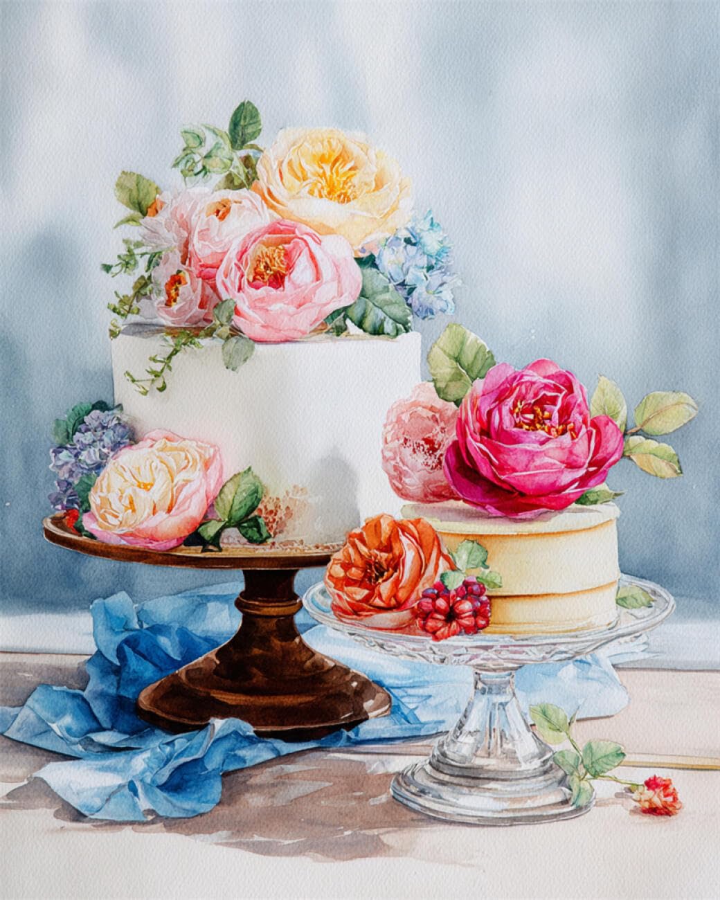 RKFLGEW DIY Seed Bead Embroidery Kits Cakes and Flowers 30x40cm
