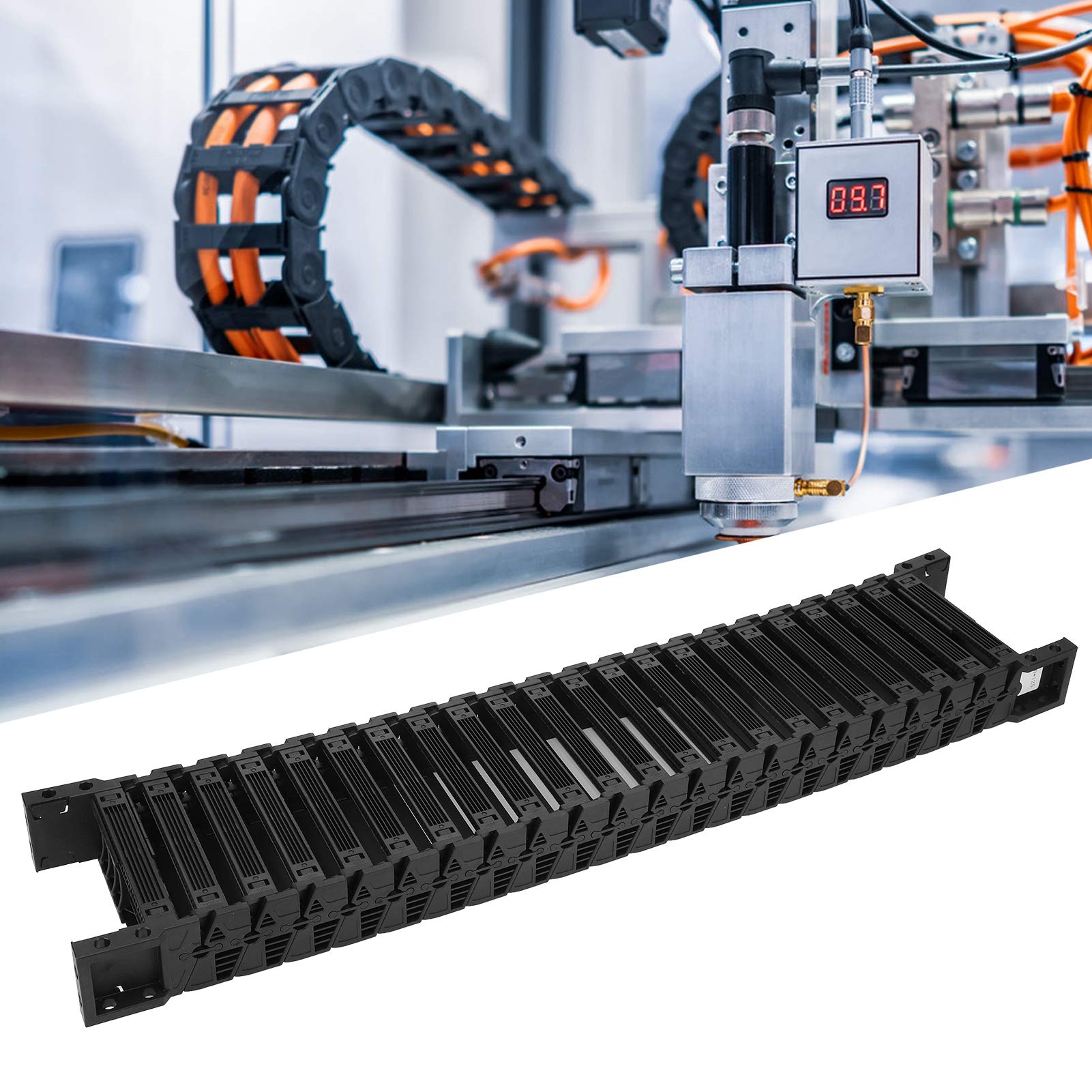 Cable de cadena de arrastre Nylon Serie silenciosa flexible Resistente al desgaste Exterior liso de alta velocidad para máquinas herramientas CNC Brazos robóticos Nylon 66 0,7 (S40*100 Longitud 1m)