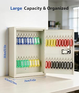 KYODOLED Key Box, 40-Key Lock Box with Combination Lock, Wall Mount, White