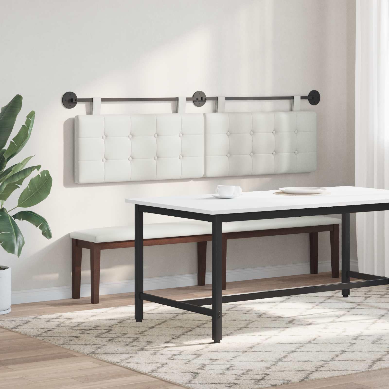 Cabecero colgante de piel sintética con acolchado, 190 x 55 cm, juego de 2 unidades, montaje en pared para dormitorio, habitación de invitados, cama doble y cama individual, respaldo cómodo y