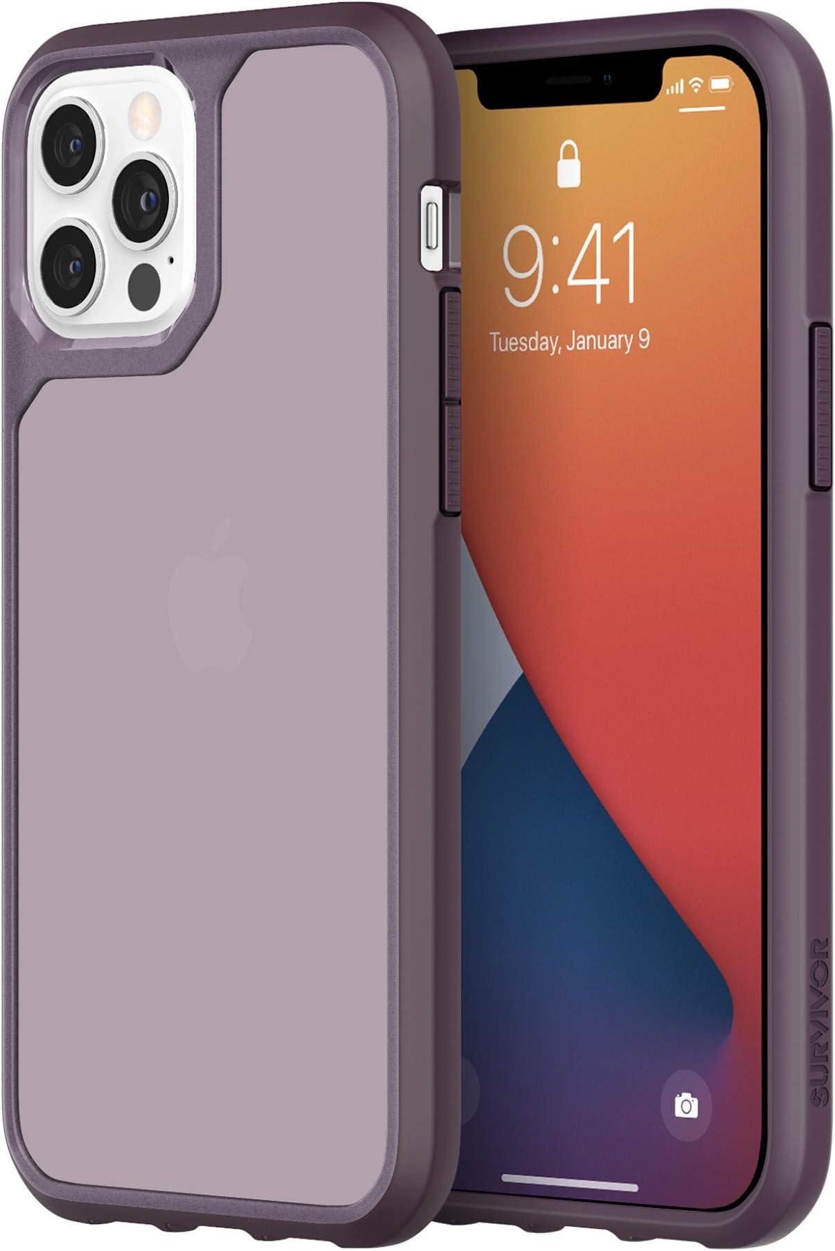 Griffin Survivor Strong GIP-048-PUR Protective Case for iPhone 12 & 12 Pro - Purple